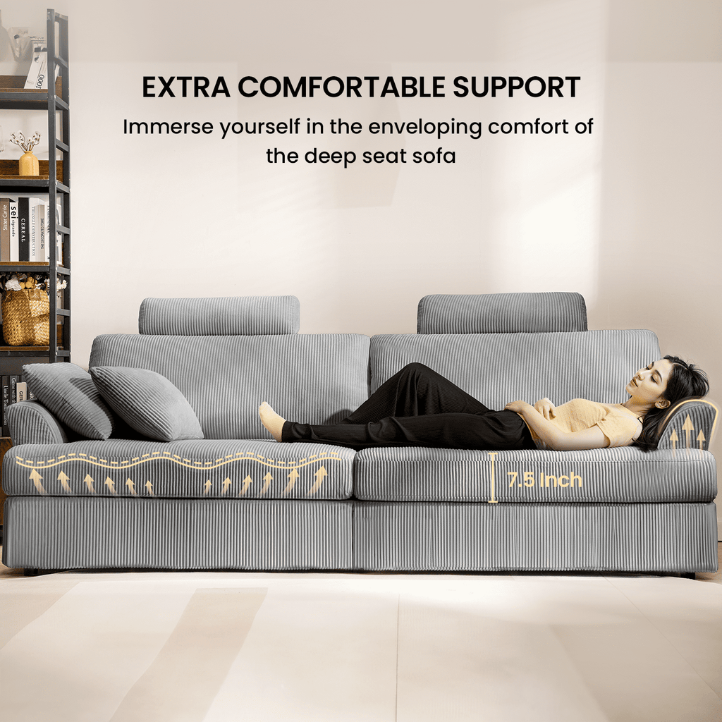 87 Sofa, Comfy Cloud Couch, Upholstered Couch for Living Room, Green