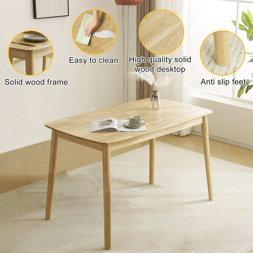 Ktaxon Dining Table Set for 4 Solid Wood Dinner Table with Padded Chairs for Home Kitchen Restaurant 47 Wood Color