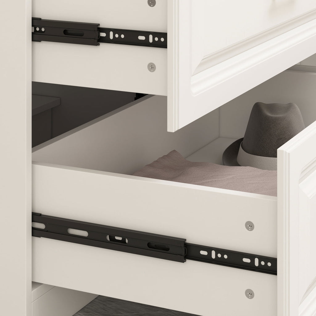 OxyLife 2 Door Wardrobe Armoire, White Closet Storage Organizer with Drawers and Shelves