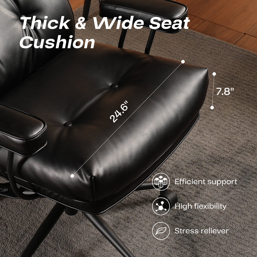 Toject Ergonomic Office Chair, High Back Big Comfy Home Office Chair with Lumbar Support, Mid-Century Modern Computer Executive Office Chair, Brown
