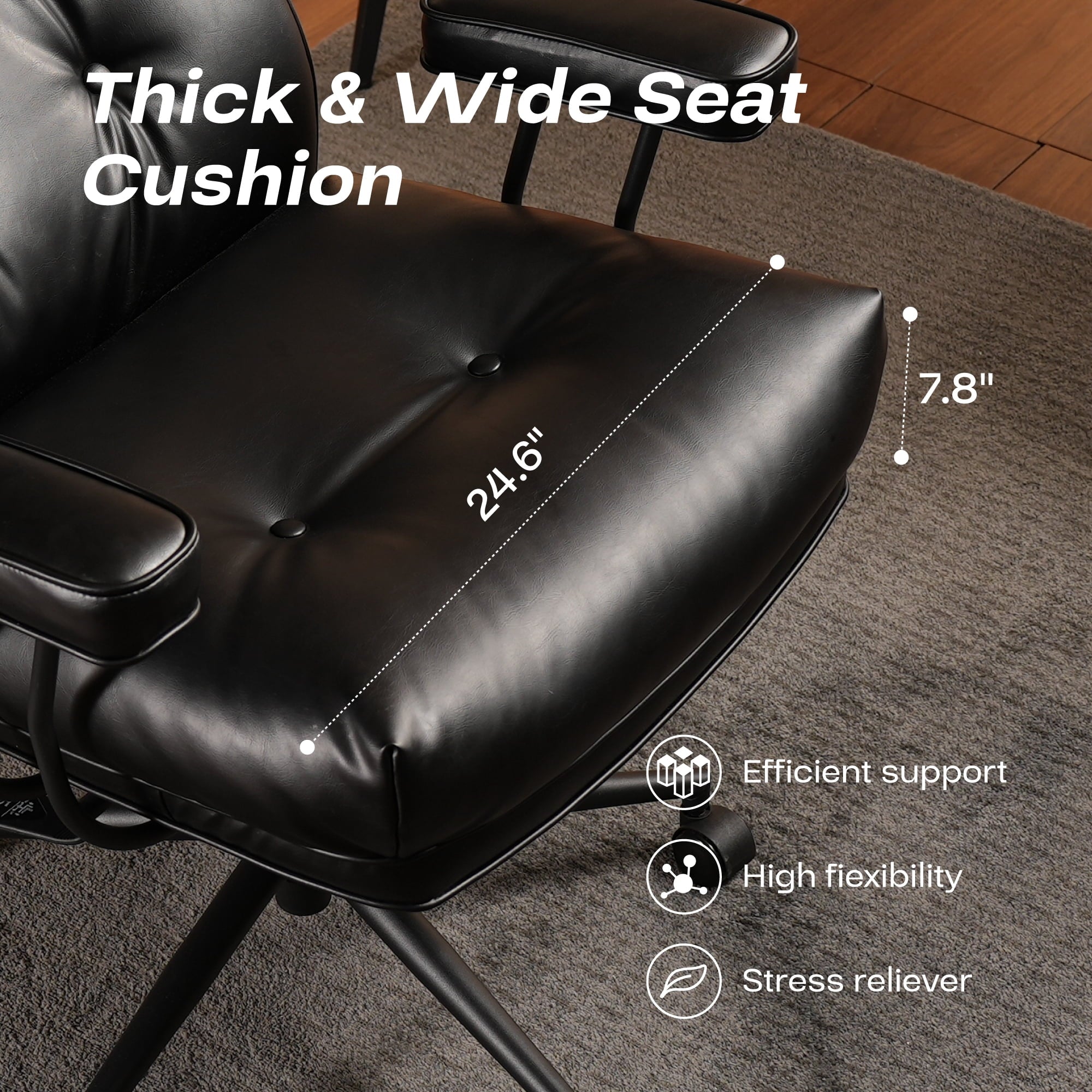 Toject Ergonomic Office Chair, High Back Big Comfy Home Office Chair with Lumbar Support, Mid-Century Modern Computer Executive Office Chair, Brown