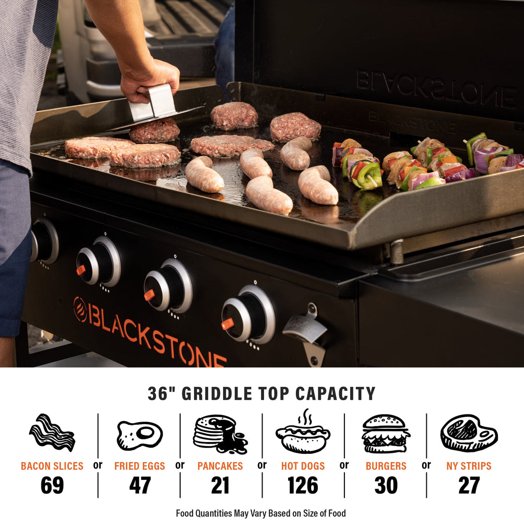 Blackstone Original Outdoor Griddle, 4-Burner 36 Flat Top Grill with Hard Cover, Black