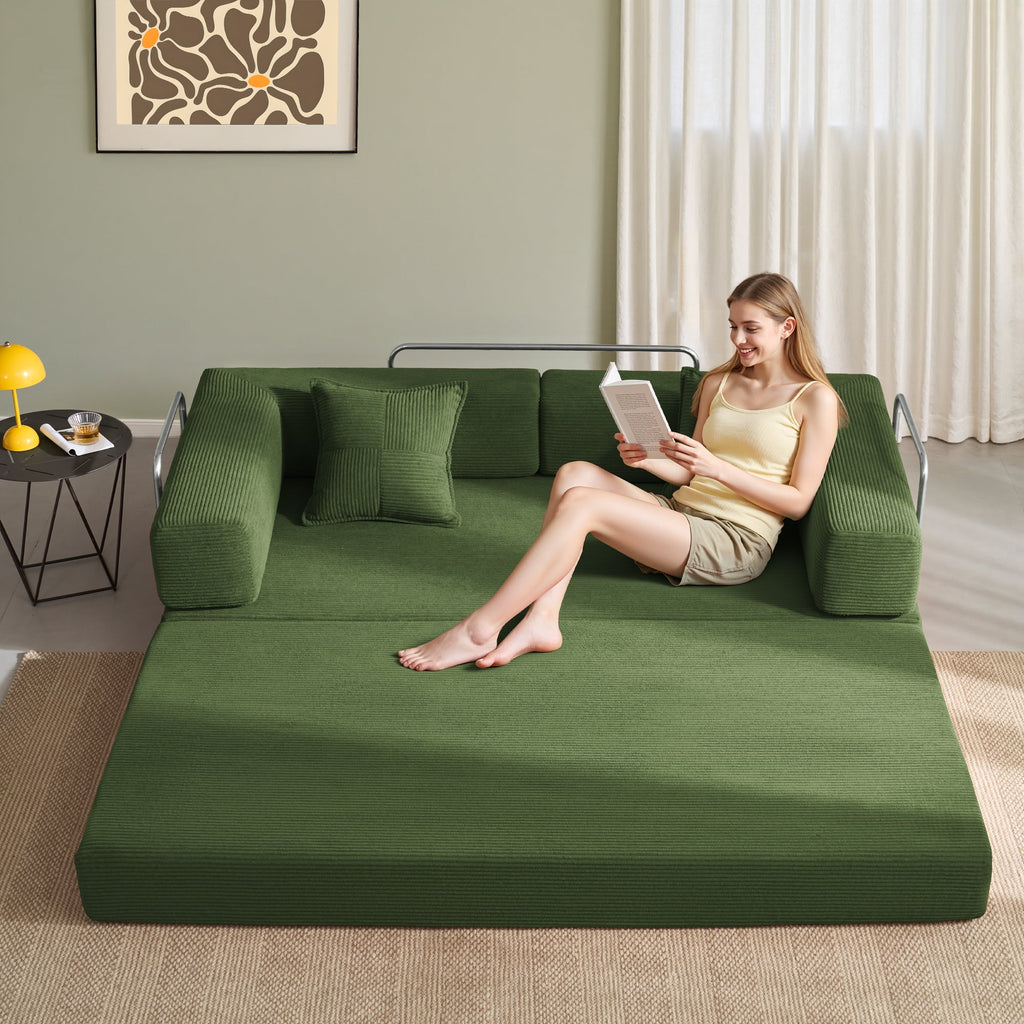 YINIX 78,6 Convertible Sofa Couch with 2 Pillows, Sleeper Sofa Bed for Living Room, Small Spaces, Orange