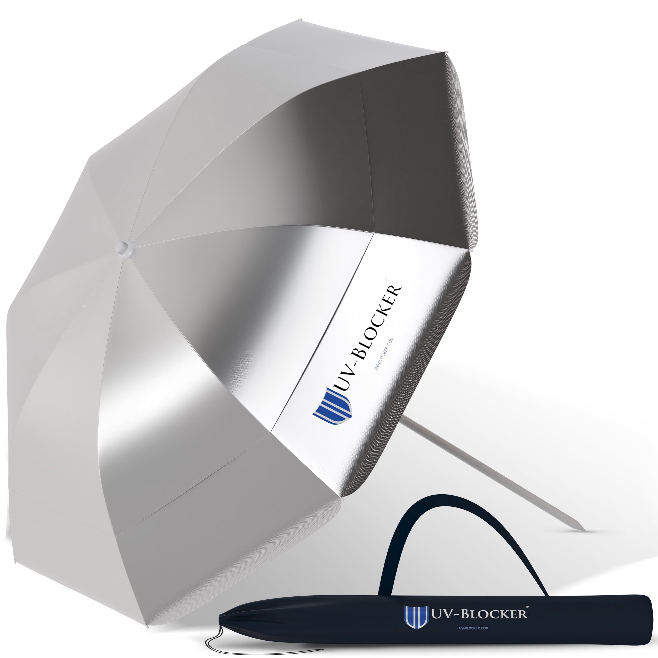 UV Blocker Beach Umbrella Sun Protection UPF 55+ Heavy Duty Large Beach Umbrellas for Sand 7.5 Foot