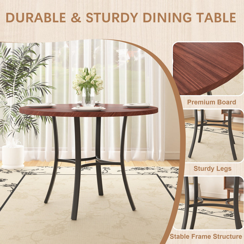 VECELO 5-Piece Dining Table Set, Modern Faux Marble Table and 4 Upholstered Chairs Set for 4, Round Dining Room Table Set for Small Space, Breakfast Nook, Apartment, Black