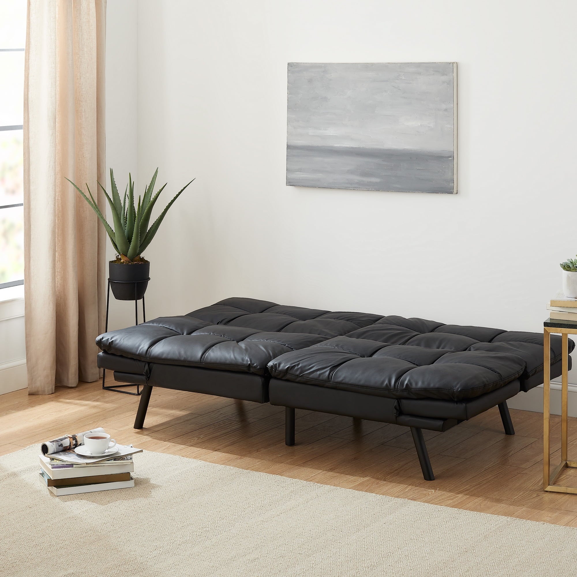 Mainstays 72 Memory Foam Futon Sofa Bed,Black