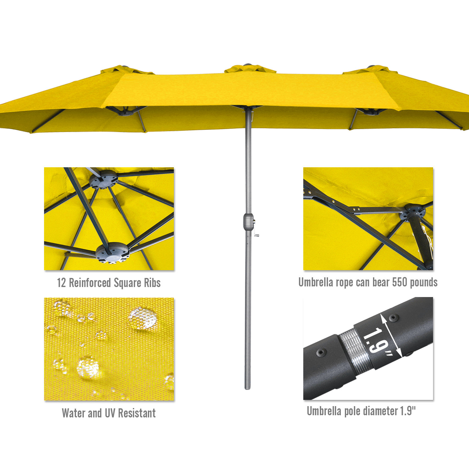 AECOJOY 10x10ft Outdoor Cantilever Patio Umbrella with Base, 360° Tilt & Rotate, Beige