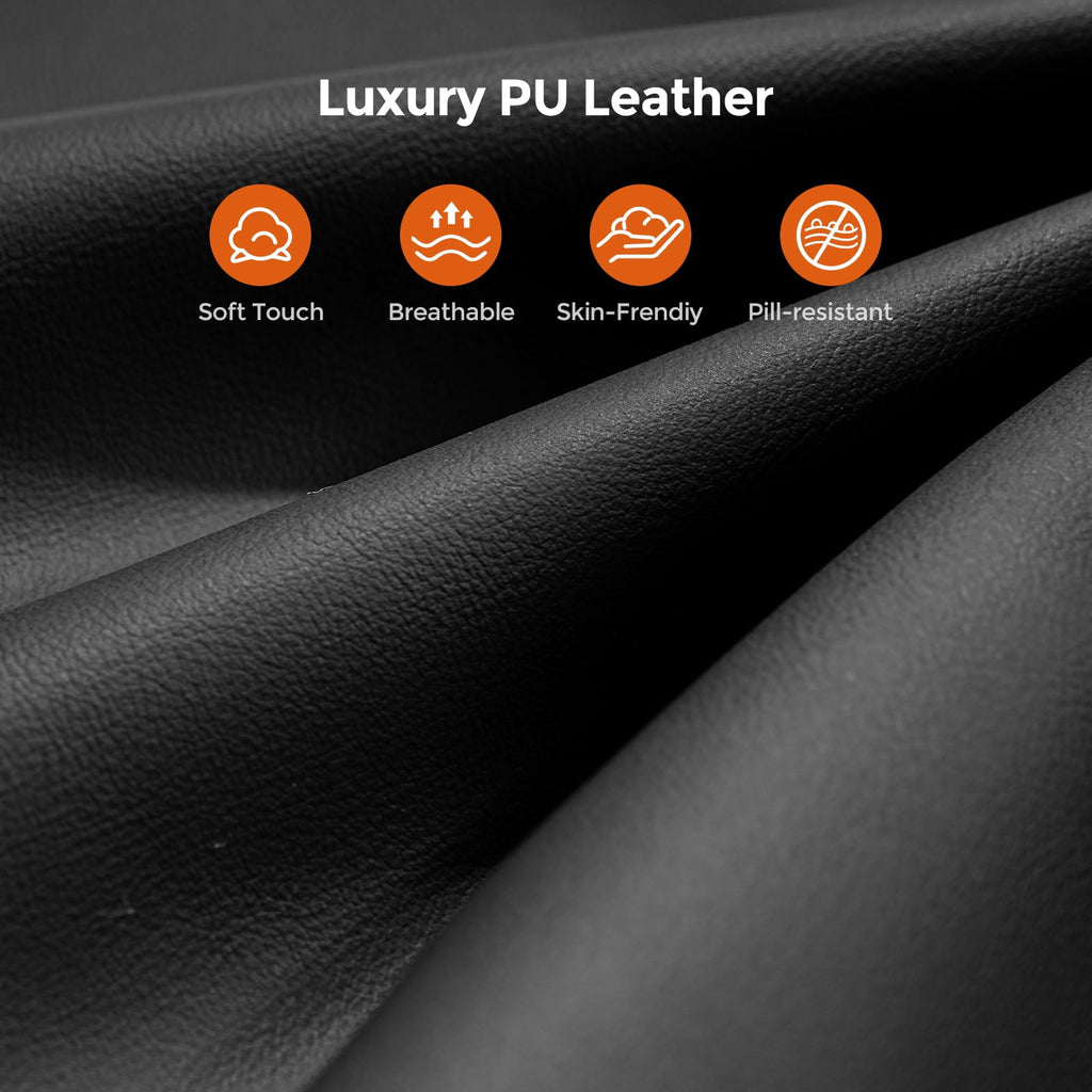 Patbrela Big and Tall Office Chair, PU Leather Swivel Desk Chair Ergonomic Computer Chairs with Adjustable Armrests, Black