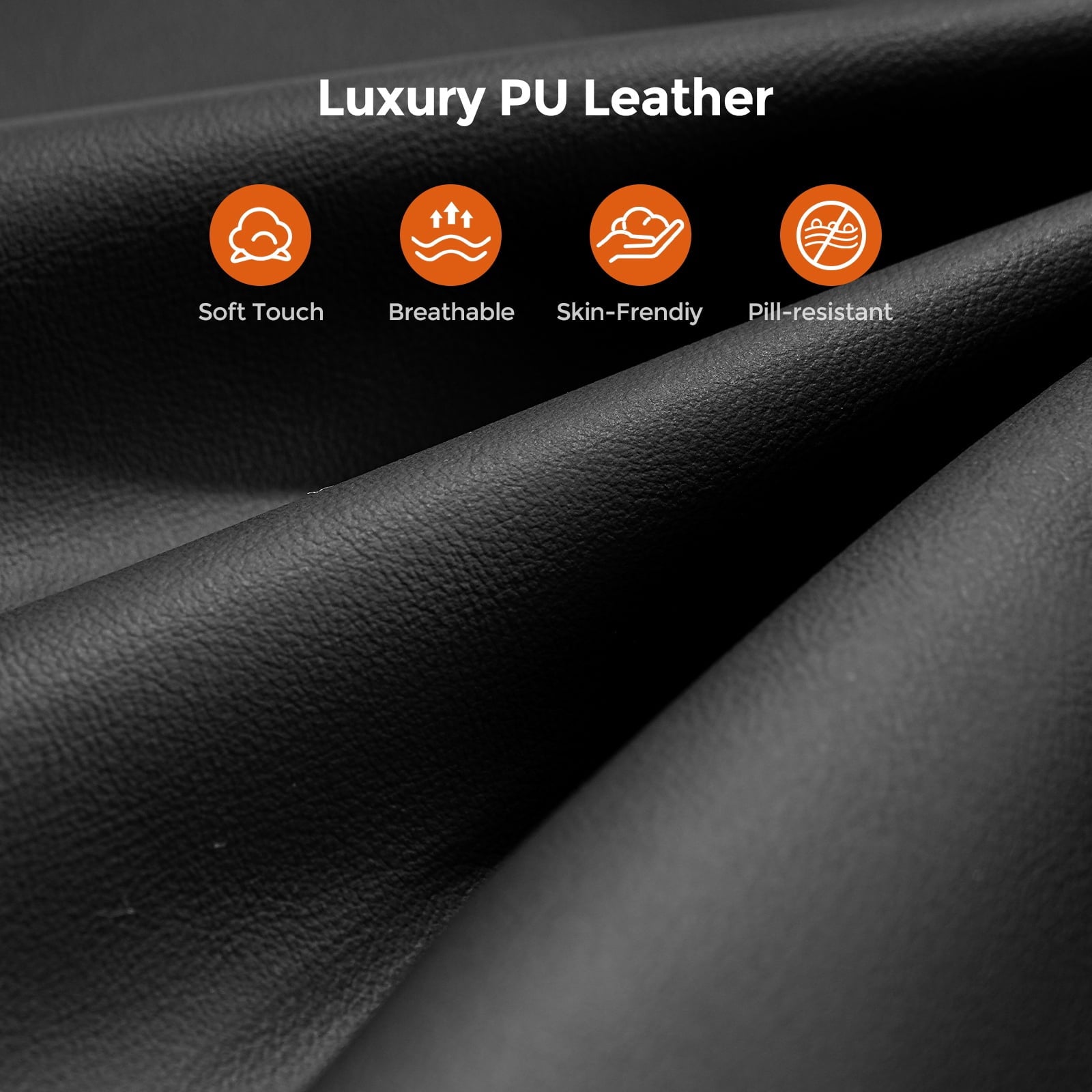 Patbrela Big and Tall Office Chair, PU Leather Swivel Desk Chair Ergonomic Computer Chairs with Adjustable Armrests, Black