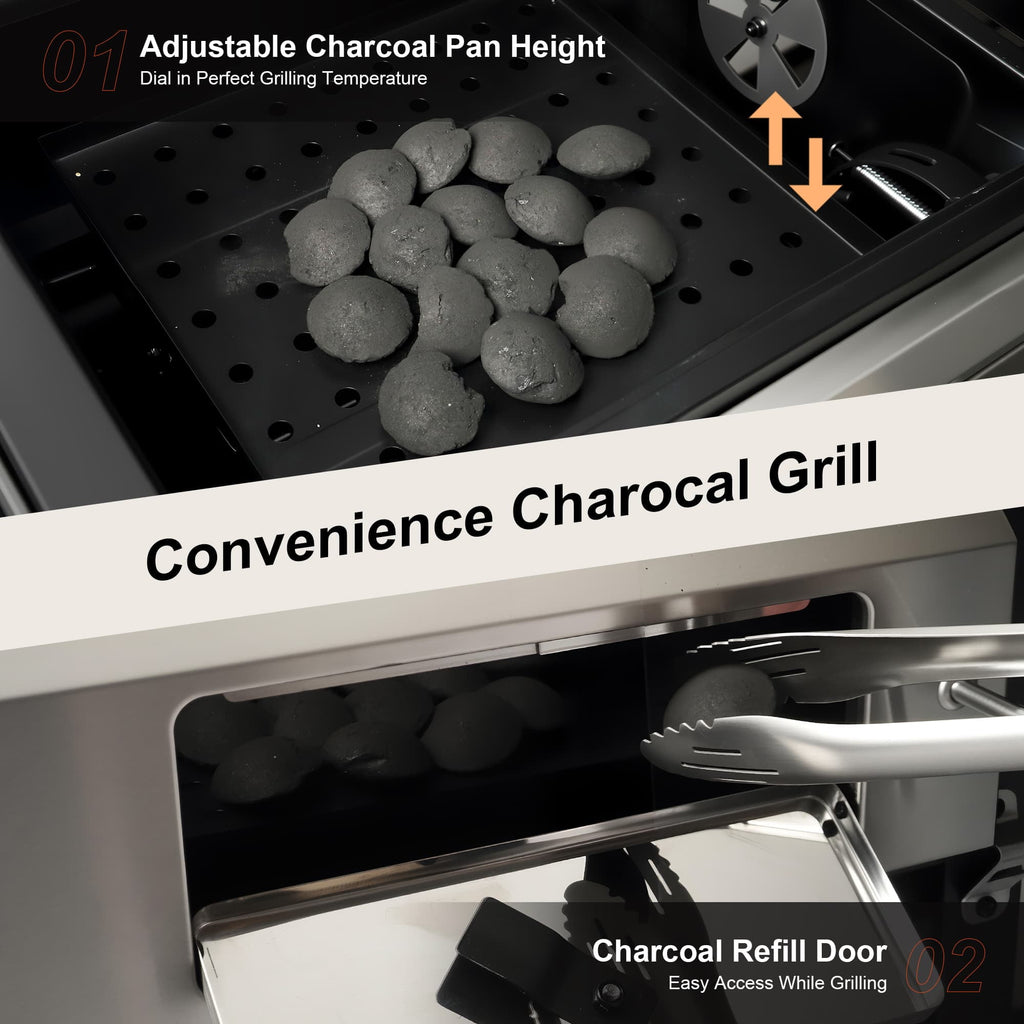 Brand Man Propane 6-Burner Combo Gas Grill with Flat Top Griddle, Heavy Duty 2-in-1 BBQ with Stainless Steel Lids for Outdoor Barbecue