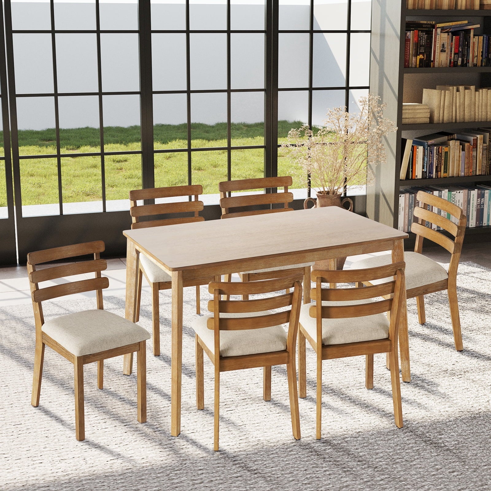 KithKasa Rectangular Dining Table Set for 4 , Kitchen Table and Chairs for 4, 5 Piece Space Saving Wood Kitchen & Dining Room Tables Set Furniture