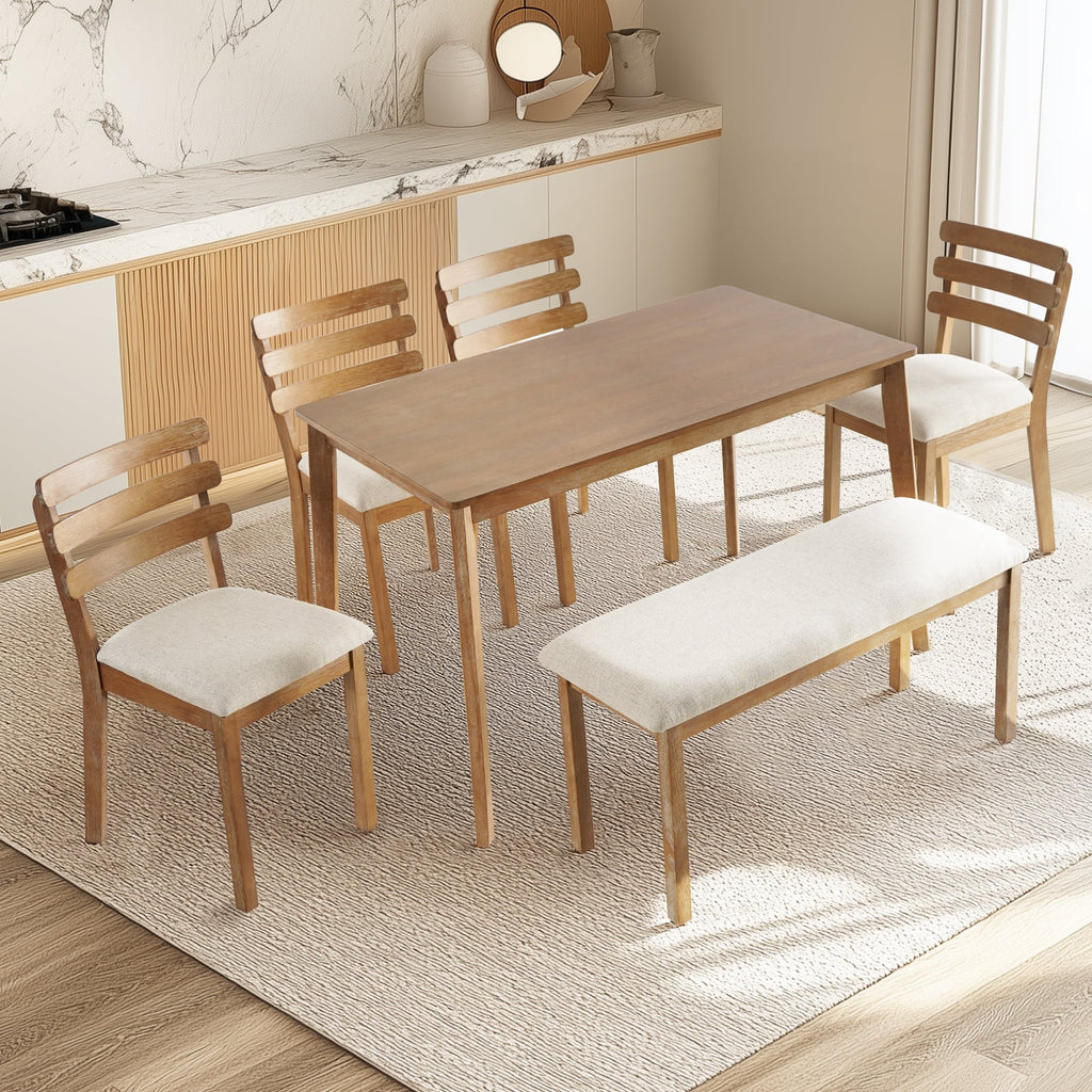 KithKasa Rectangular Dining Table Set for 4 , Kitchen Table and Chairs for 4, 5 Piece Space Saving Wood Kitchen & Dining Room Tables Set Furniture