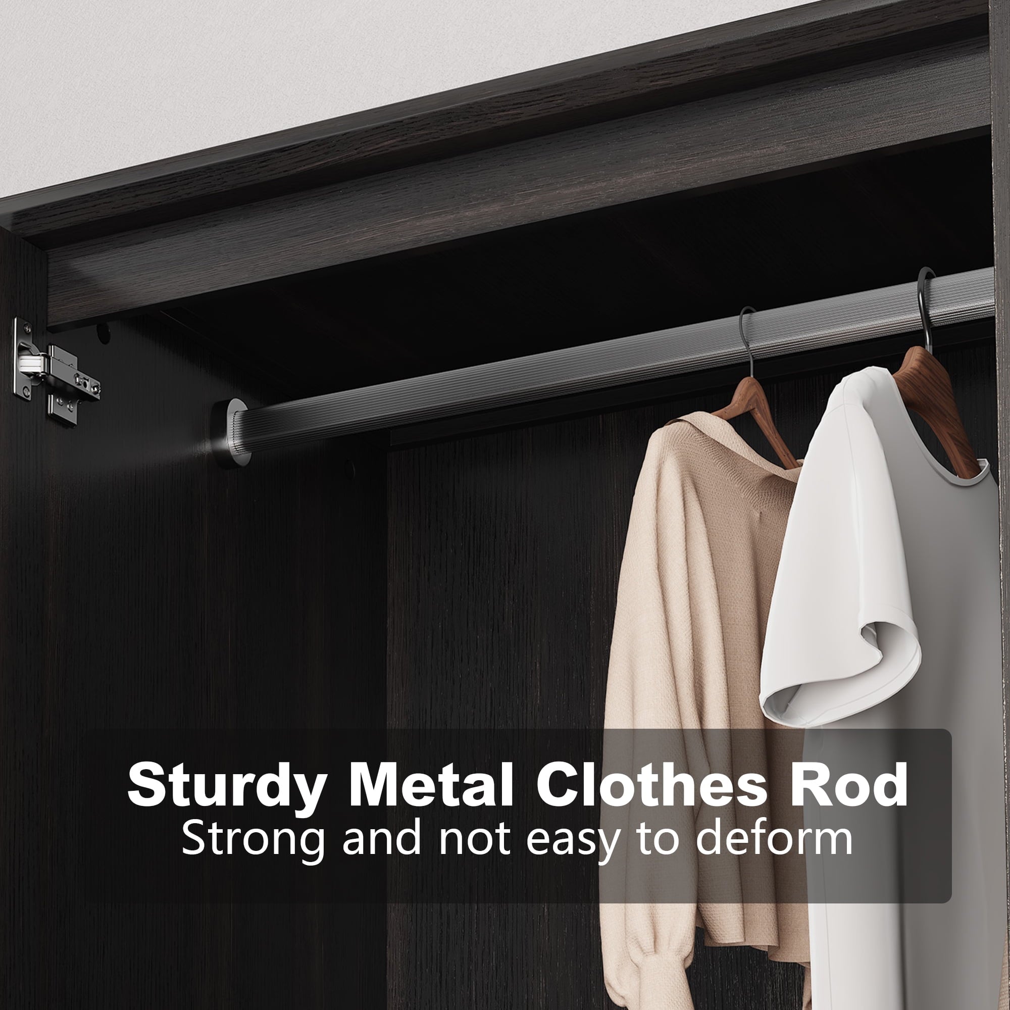 HLR 71 Tall Modern Wood Armoire Wardrobe Closet, Freestanding Cabinet with Hanging Rod for Bedroom, Brown