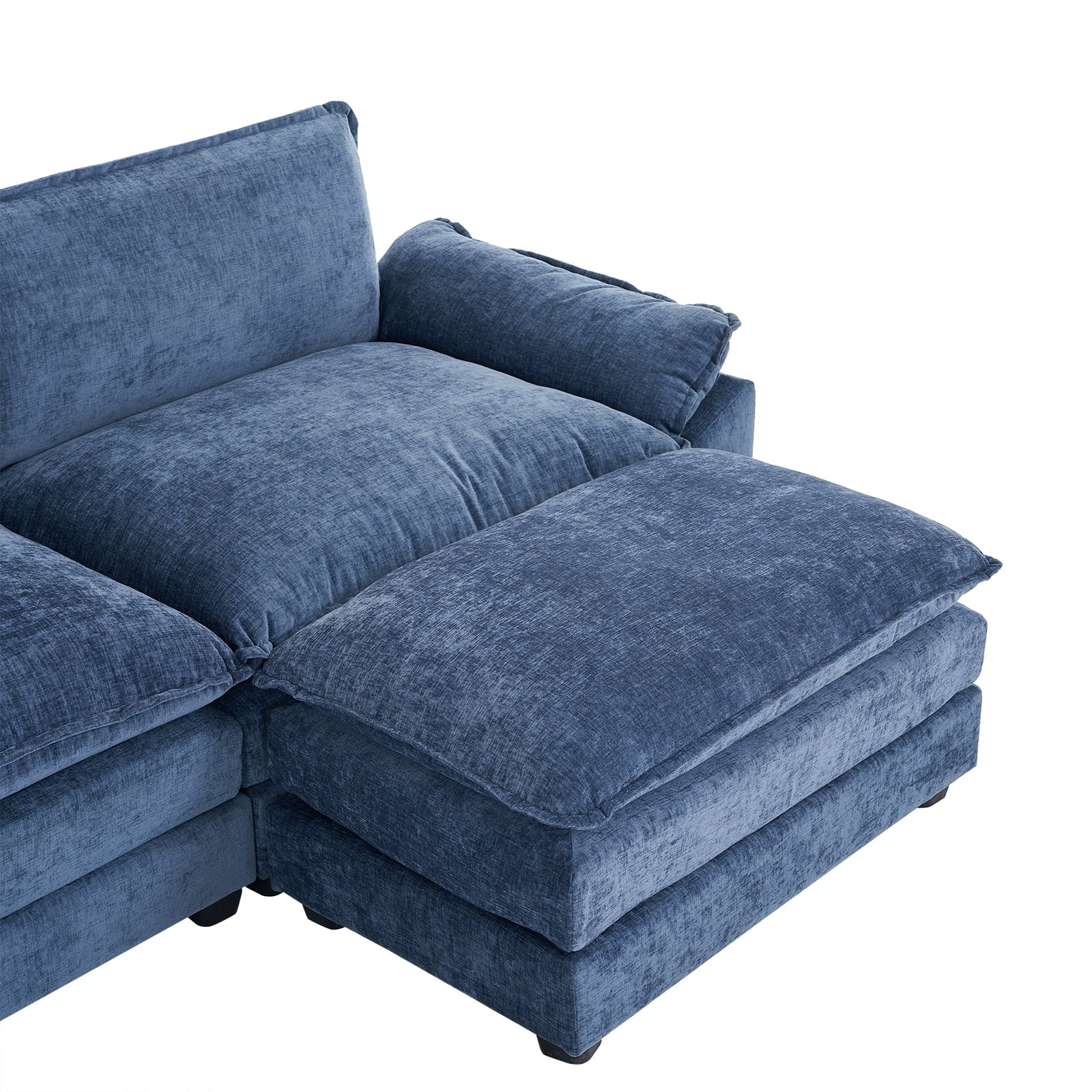 Ktaxon Sectional Sofa L Shaped Couch with Chaise Living Room Sleeper Set, 2 Seats with Chenille and Double Layer Cushions 86 W Beige