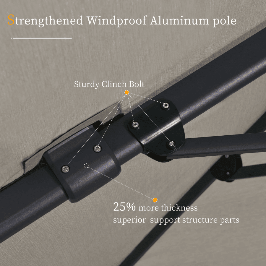 PURPLE LEAF Cantilever Umbrellas 12FT Square Large Patio Umbrella Offset Umbrella with 360°Rotation Tilting And Hanging Double Top, Grey