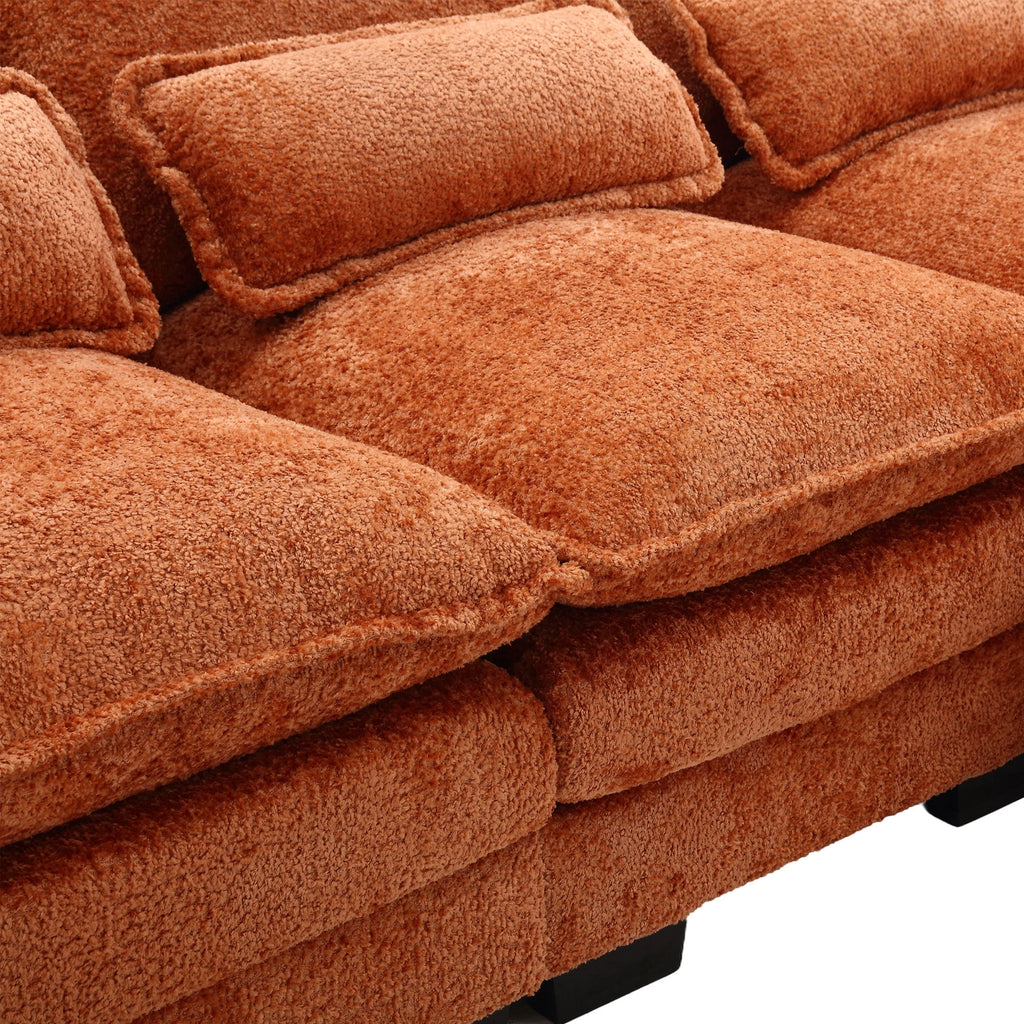 JONPONY109.45 U Shaped Couch,Oversized 4 Seat Sectional with 4 Waist Pillows, Convertible Upholstery Symmetrical Sofá,Sleeper Sofa Couch with Double Chaise Lounge &Memory Foam for Living Room, Beige