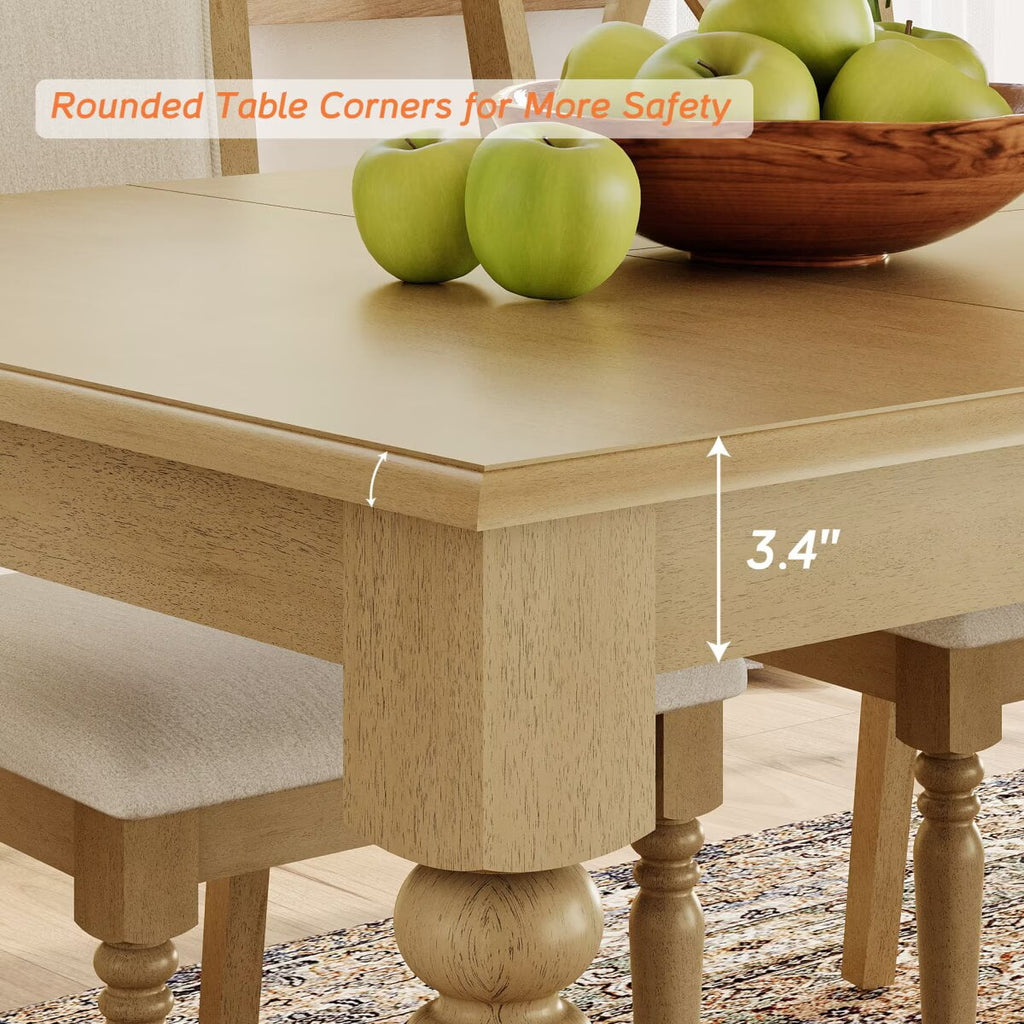 Dining Table for 6–8, Rectangular Table with Solid Wood Legs for Kitchen & Dining Room, 70 Inch, Oak