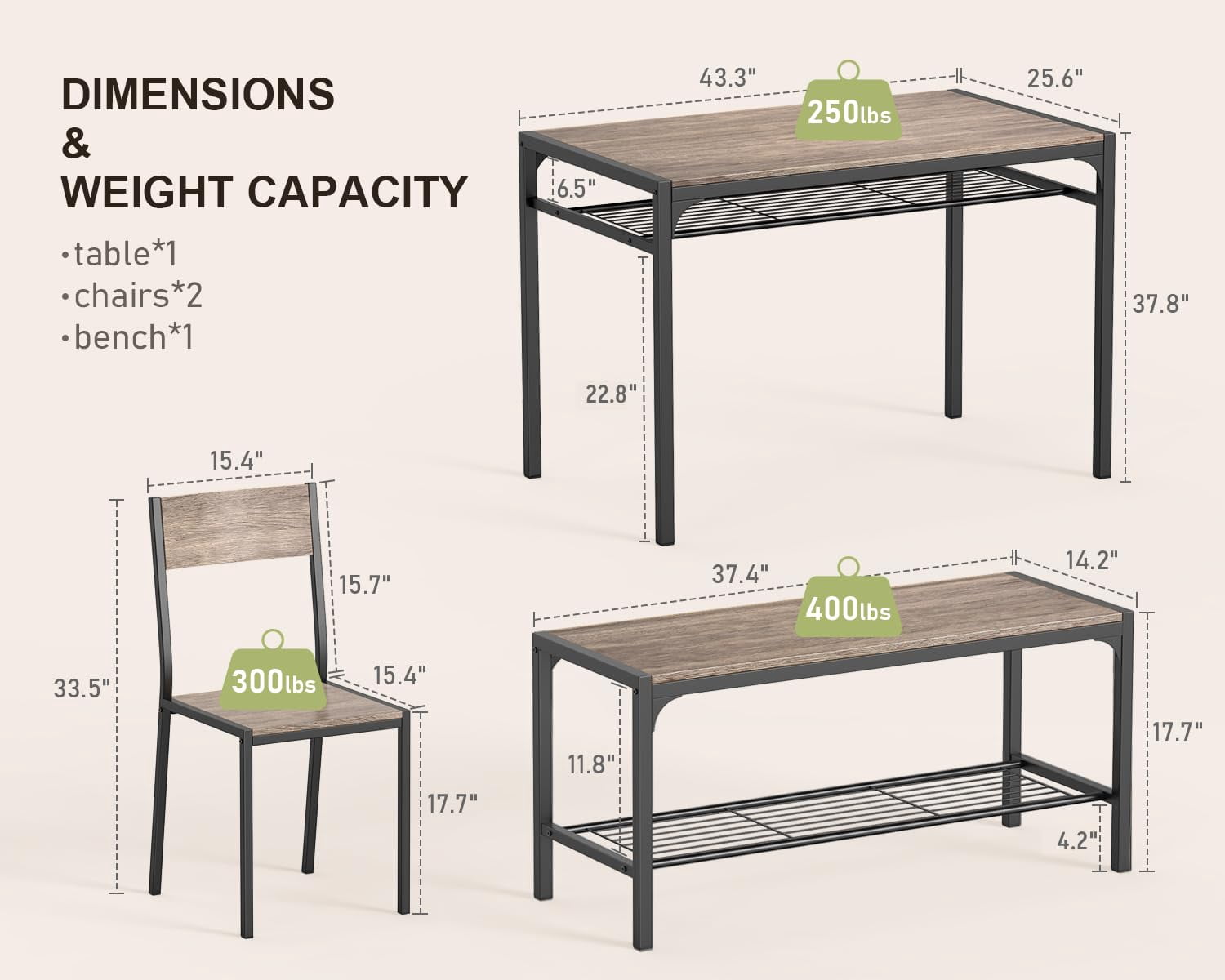 Aiho 7-Piece Dining Table Set for 6, Space-Saving Kitchen Table with Chairs, Compact Dining Furniture for Small Spaces & Apartments, Retro