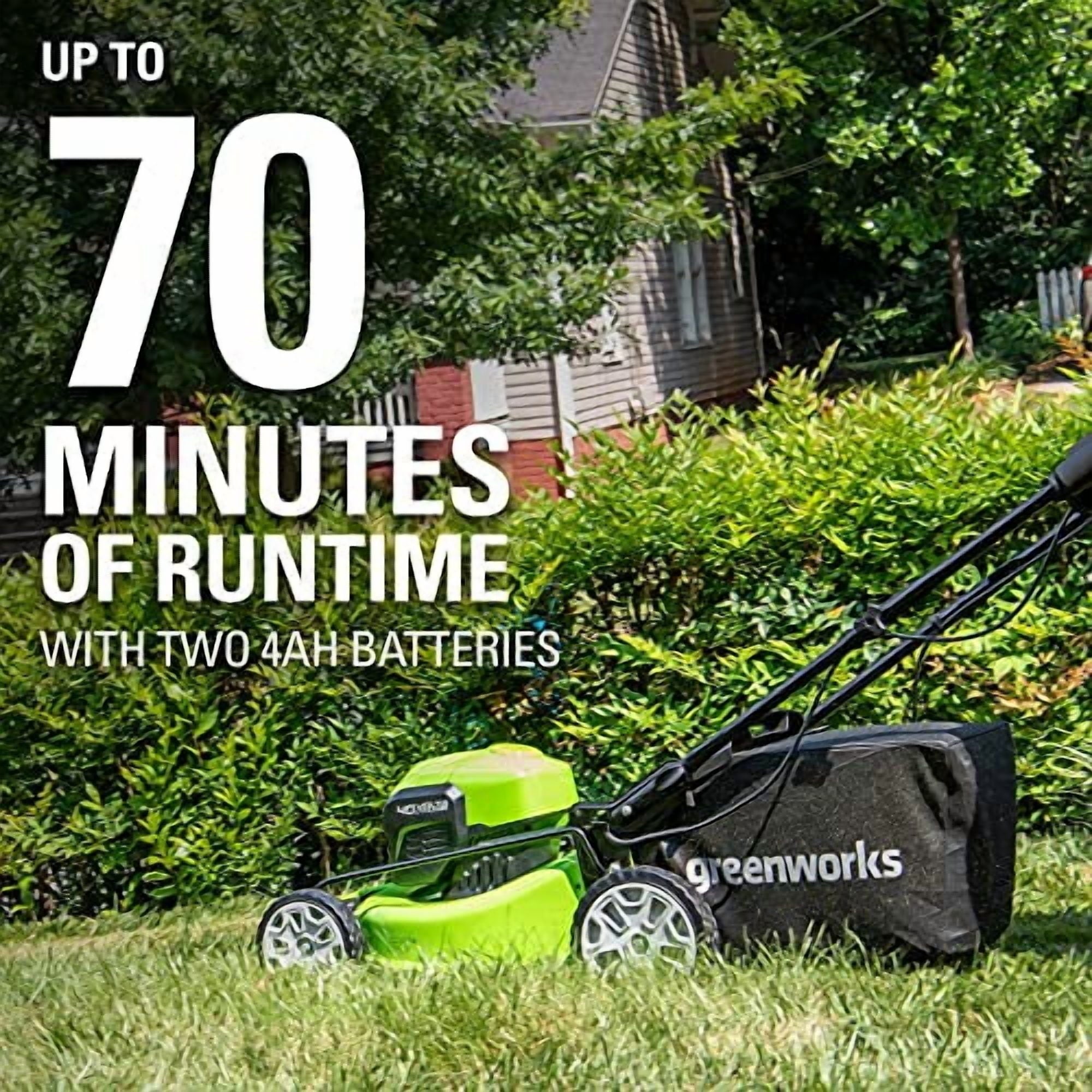 Greenworks 40V 21 Brushless Self-Propelled Lawn Mower, 2 x 4Ah USB (Power Bank) Batteries and Charger Included MO40L4413