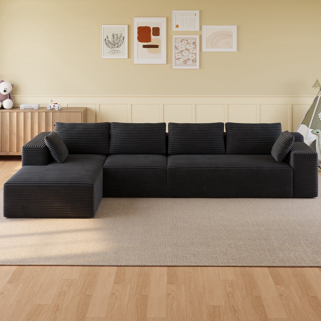 Comfortable Sofa Couch, Lofka L Shaped Foam Couch for Office, Living Room, Green