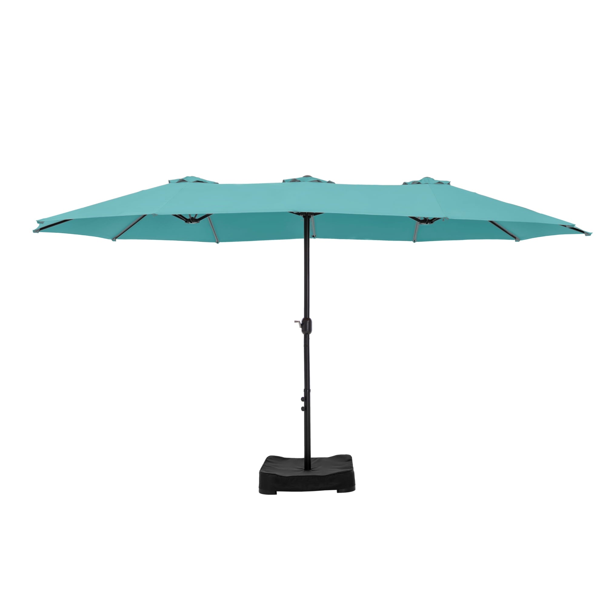 SUMMIT LIVING 15 ft Large Patio Umbrella with Base (Included) Double-Sided Rectangular Outdoor Deck Umbrella for Outside - Beige