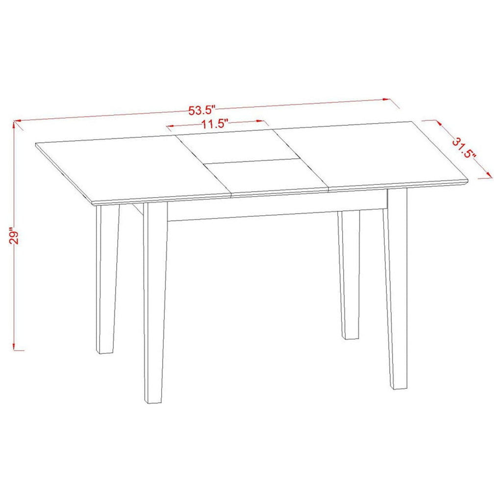 5-Piece Dinette Set - Solid Wood Dining Table & 4 Parson Chairs - Butterfly Leaf Table - Mahogany Finish