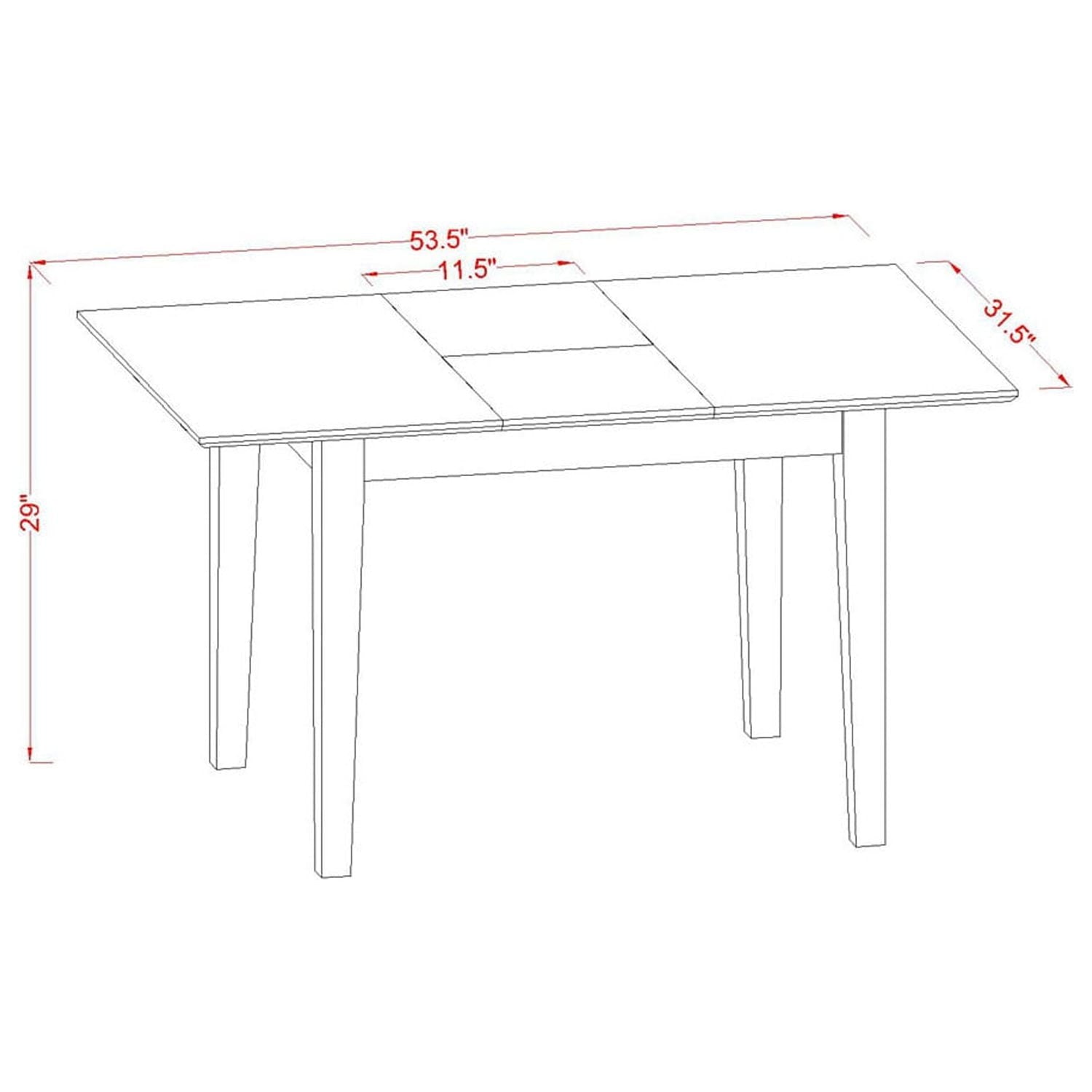 5-Piece Dinette Set - Solid Wood Dining Table & 4 Parson Chairs - Butterfly Leaf Table - Mahogany Finish