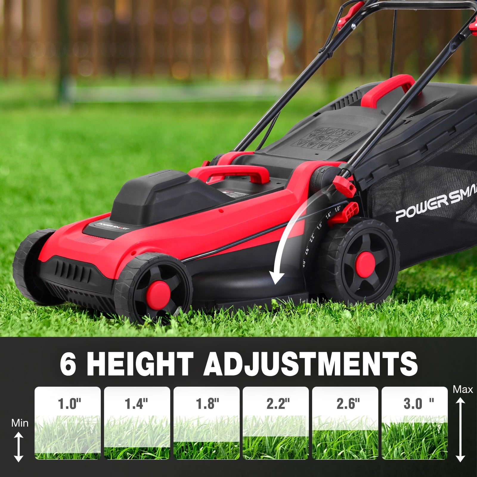 PowerSmart 14 120V 13A 2-in-1 Electric Push Lawn Mower, Easy Handling