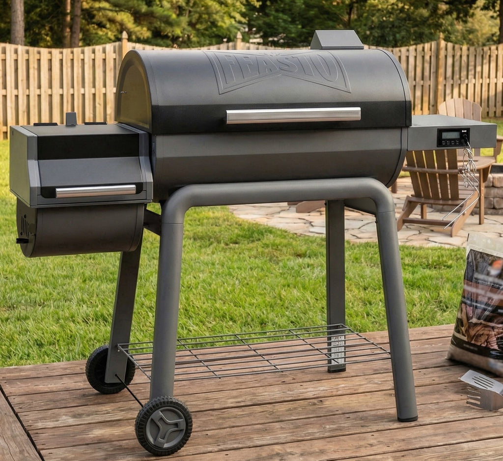 Feasto 30-inch Heavy-Duty Charcoal Grill with Offset Smoker - Digital Temperature Control & 2 Meat Probes, 815 Sq. In. Cooking Space for Backyard Bbq