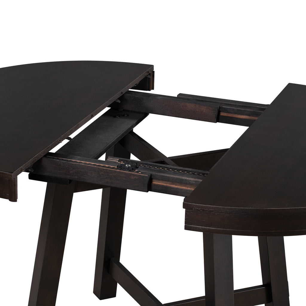 Harper & Bright Designs Extendable Dining Table Set for 4 Upholstered Chairs Functional Retro Style Table for Dining Room Kitchen, Natural Wood Wash