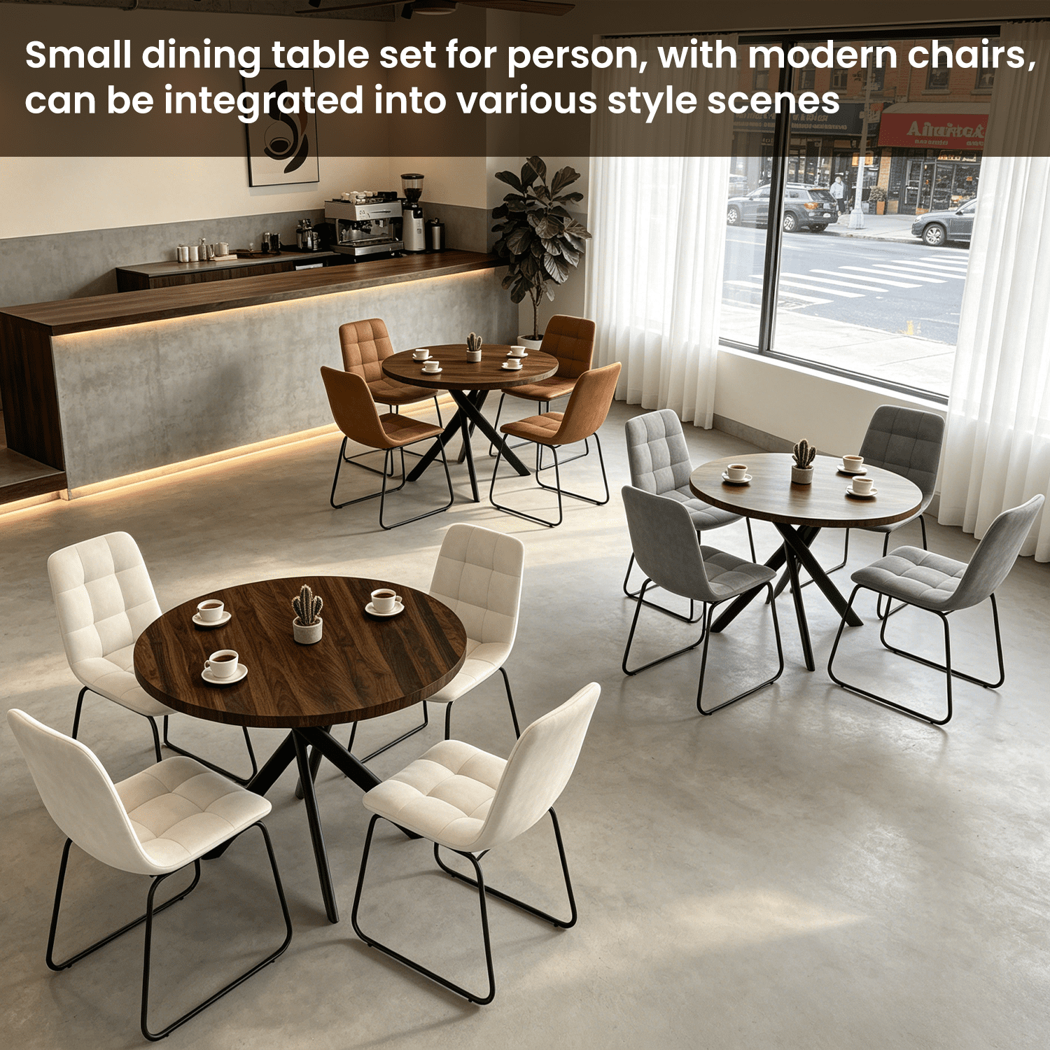 43.5 Round Dining Table for 4, Space Saving Kitchen Table with Metal Legs, Mid Century Modern Dining Table for Dining Living Room Apartment Small Space