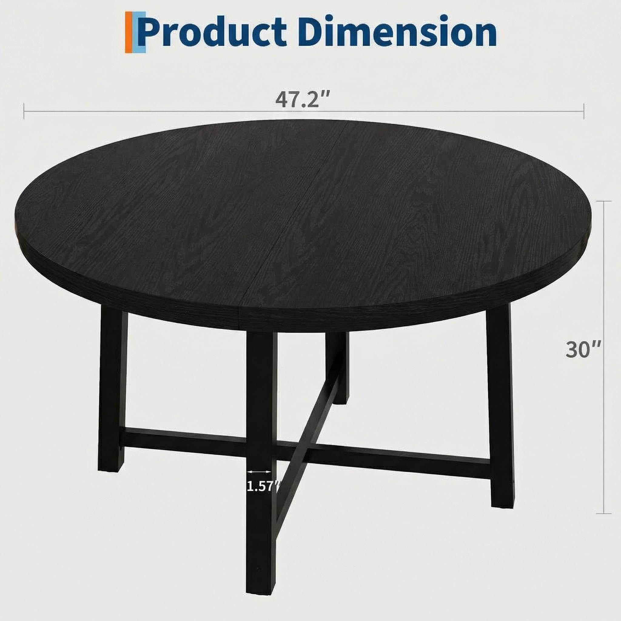 31.5 Round Dining Table for 4 People, Modern Wood Circle Kitchen Table with Sturdy Industrial Metal Frame, Small Space Saving Dining Room Table for Apartment & Breakfast Nook, (No Chairs), Walnut