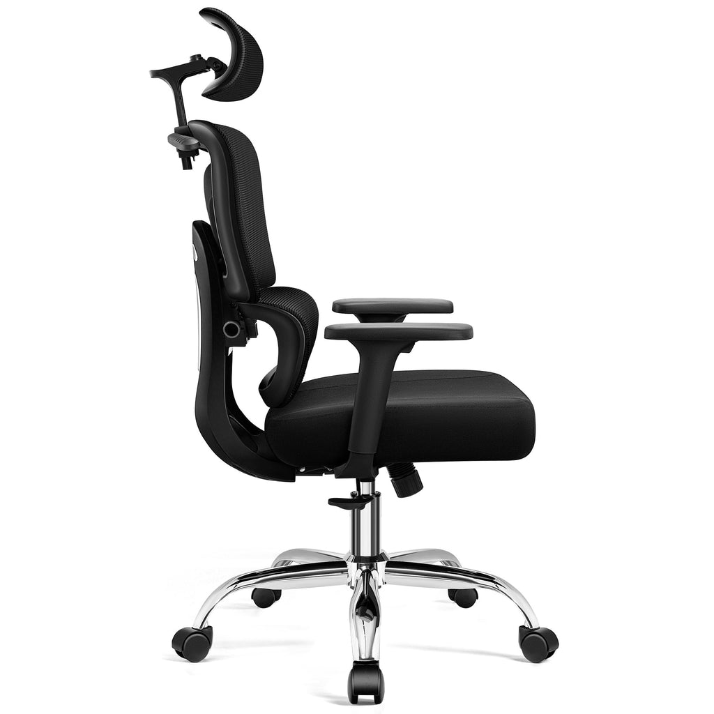 COOLHUT Ergonomic Mesh Office Chair with Footrest, Big and Tall Computer Desk Chair with Adjustable Lumbar Support, Headrest and Armrest, High Back Home Office Chair for Workspace, 300LBS, Black