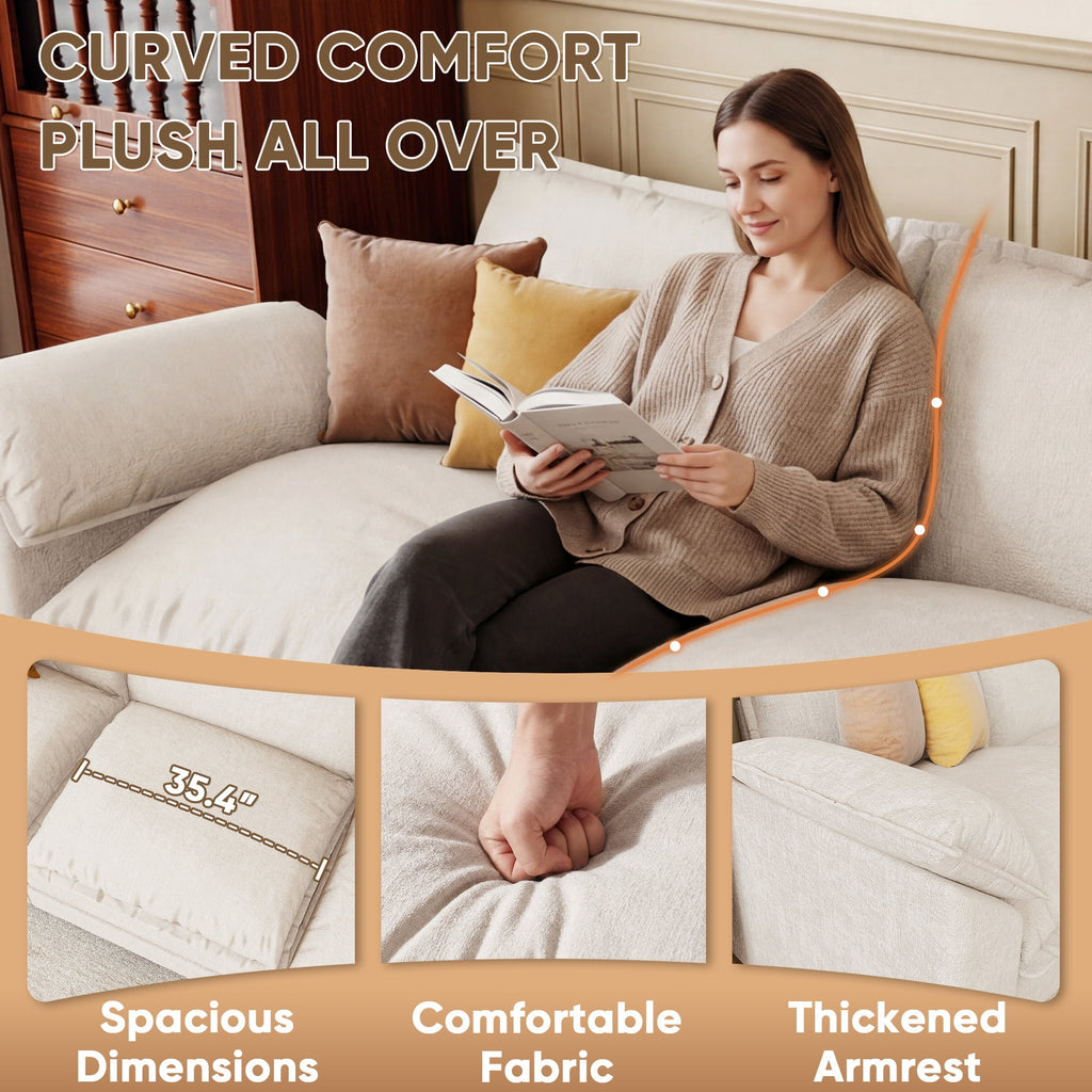 Homall 3-seat L-shaped Cloud Couch Sectional Sofa with reversible toffee chair Movable Footrest Sofa, Gray