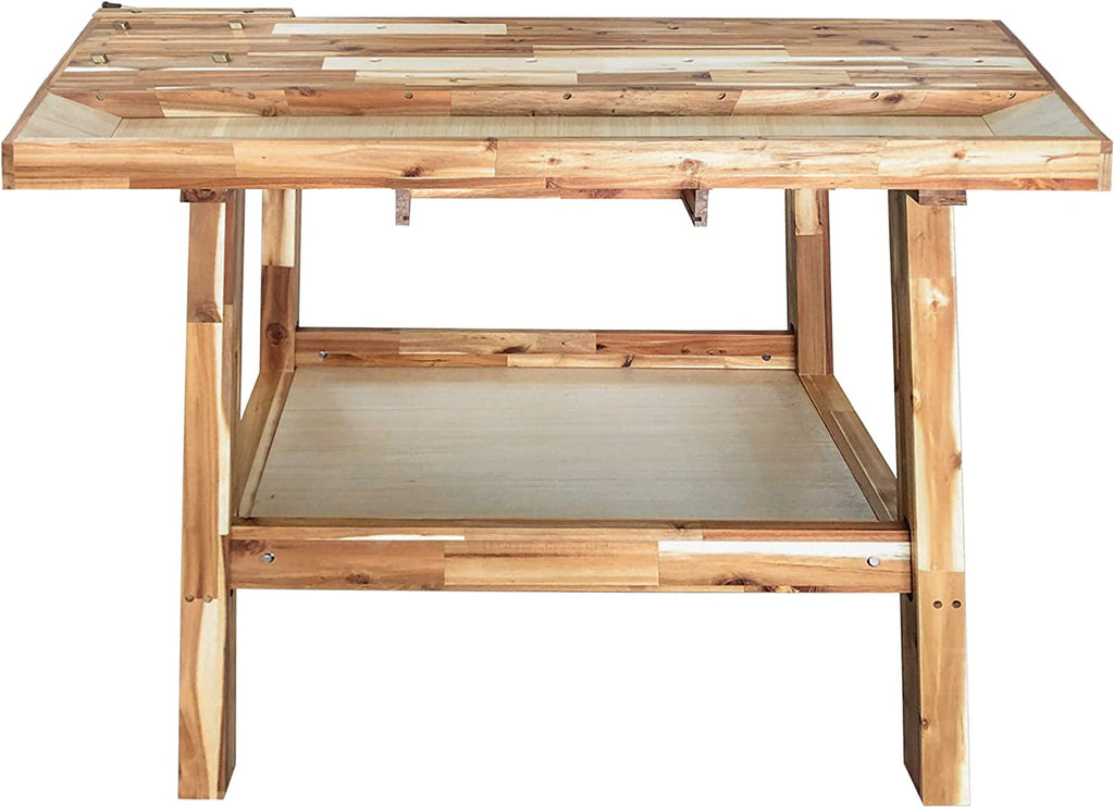 Olympia Tools 48-inch Wood Workbench - 330 lbs Weight Capacity Wooden Workbench for Garage, Workshop and Home - Acacia Woodworking Bench