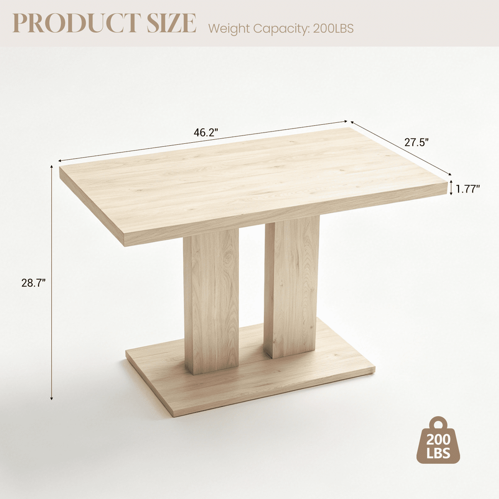 46.2 Dining Table,Modern Square Dining Table for 4-6 People,Rectangular Dining Room Table with Sturdy Pedestal Base，Rectangle kitchen Table for Living Room, Apartment