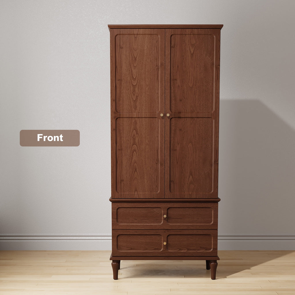 HLR 71 Tall Modern Wood Armoire Wardrobe Closet, Freestanding Cabinet with Hanging Rod for Bedroom, Brown