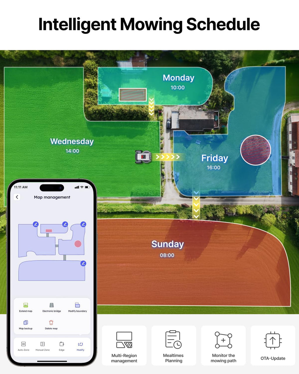 ANTHBOT M5 Cordless Robot Lawn Mower, 1/8 Acre, RTK Dual Vision 4G App Control, 45% Slope