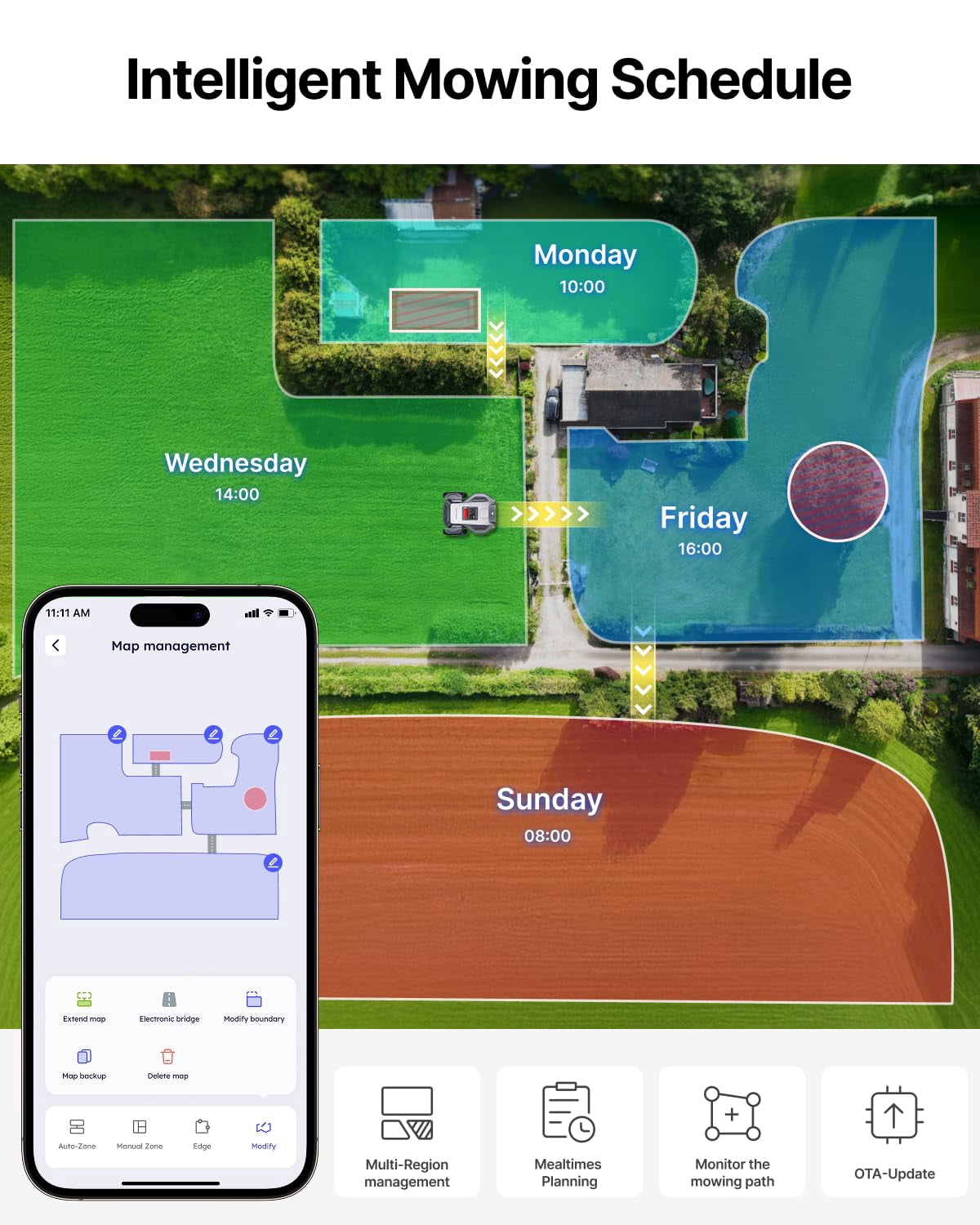 ANTHBOT M5 Cordless Robot Lawn Mower, 1/8 Acre, RTK Dual Vision 4G App Control, 45% Slope