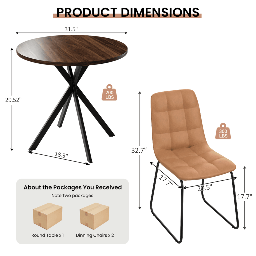 Small Round Dining Table for 2-4 People, 31.7 Modern Round Kitchen Table, Space-Saving Table for Living Dining Room, Coffee ,Apartment