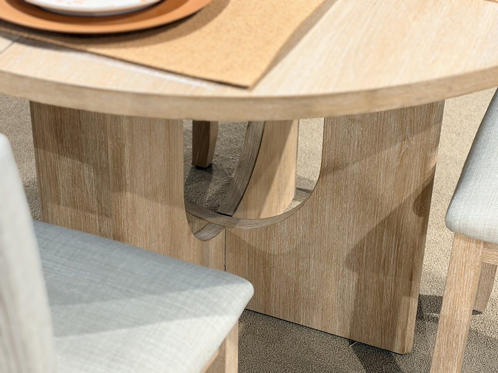 Leovanni Modern 48 5-Piece Solid Wood Dining Table Set with 4 Upholstered Chairs, Rectangular Kitchen & Dining Room Set, Natural
