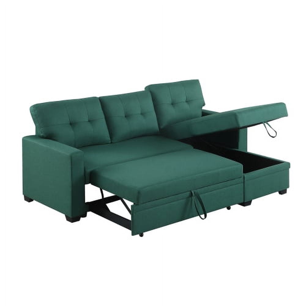 BSHTI L-Shaped Pull-Out Sleeper Sofa Bed with Storage Chaise, 3-Seater Convertible Corduroy Sectional Couch, Solid Wood & Iron Frame, Black