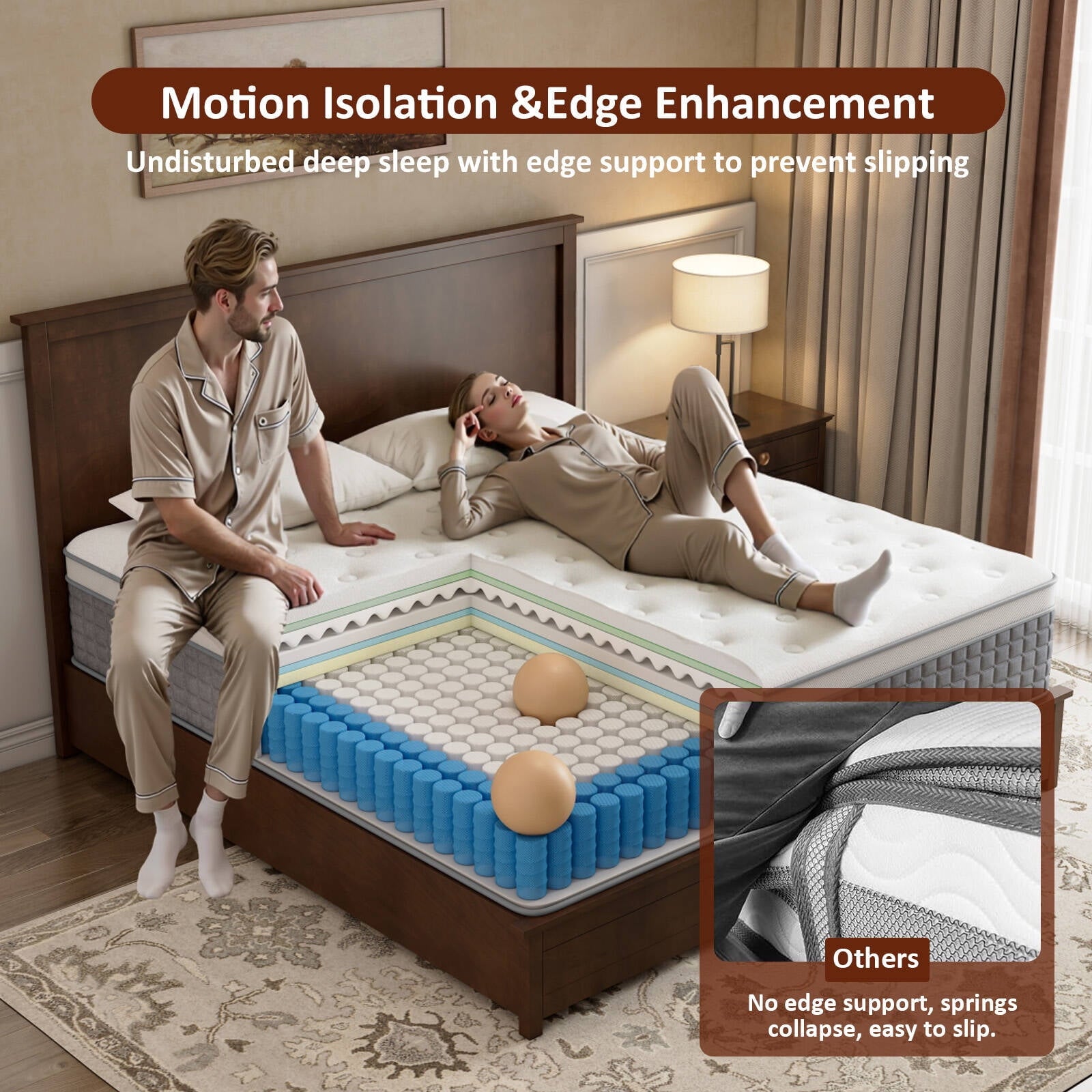 GREOO Queen Size Mattress in a Box 12 Hybrid Cooling Gel Memory Foam with Individually Pocket Coils Firm Pressure Relief CertiPUR-US