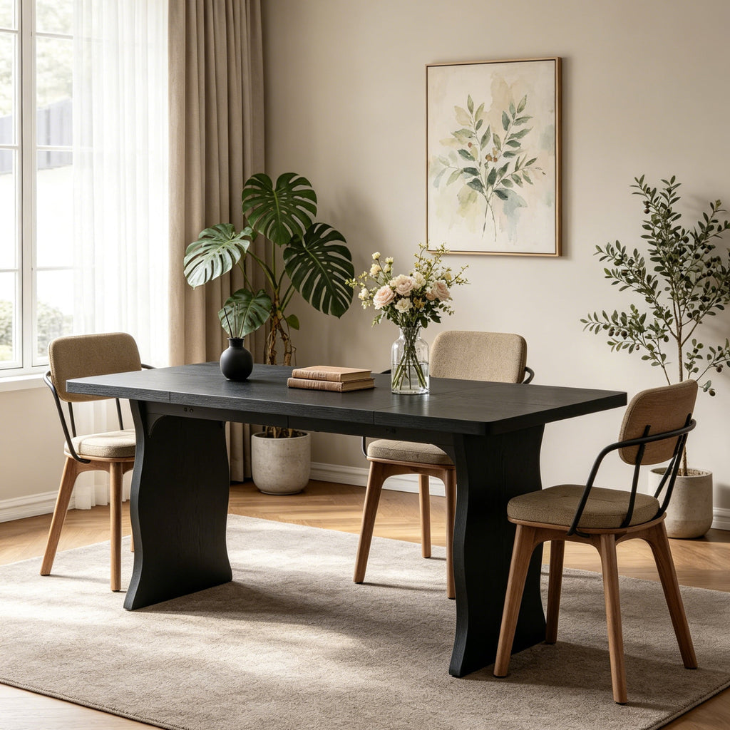 Fnova 63'' Rectangular Dining Table for 4-6 People, Farmhouse Dinner Table, for Dining Room, Kitchen, Office & Conference Use