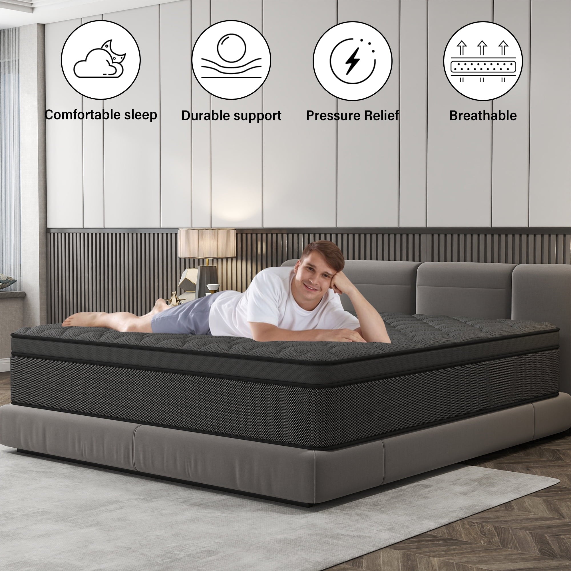 CICIMLU Full Mattress 12 inch Hybrid Gel Memory Foam & Pocket Innerspring, Pressure-Relief, Medium Firm Mattress