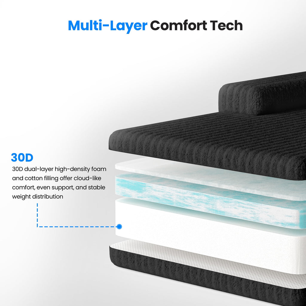 71 High Backrest Sofa for Small Spaces, Compressed Corduroy Couch with Deep Seating for Living Room, Bedroom, Dark Grey