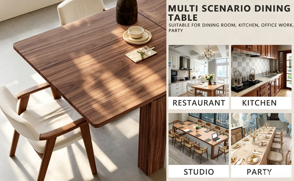 JSFHNTG Extendable Dining Table Seats 4–8, Expandable from 55'' to 86.6'', Space Saving for Dining Room Kitchen Living Room, Brown