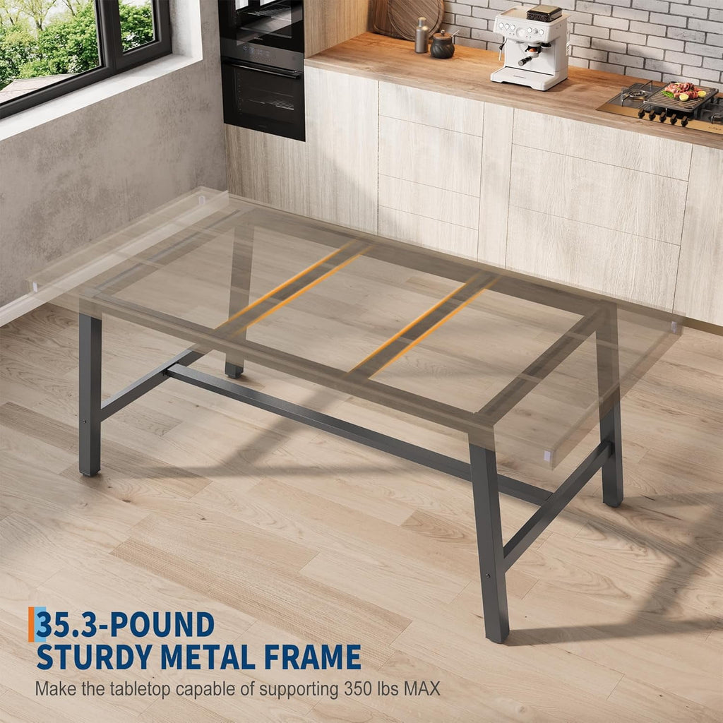 70.87 Inch Long Large Rectangle Dining Table for 6-8 People, Modern Kitchen Dining Room Table with Rustic Wooden Tabletop & Strong Metal frame(Only Gray Walnut Table)