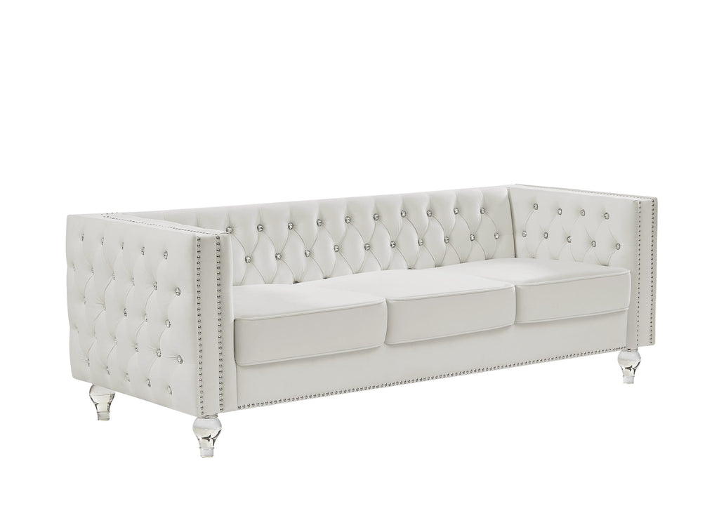 Gewnee 86.6 Modern Sofa Couch,Teddy Velvet 3 Seaters Comfy Couch with Deep Seat for Living Room,2 Pillows,Beige