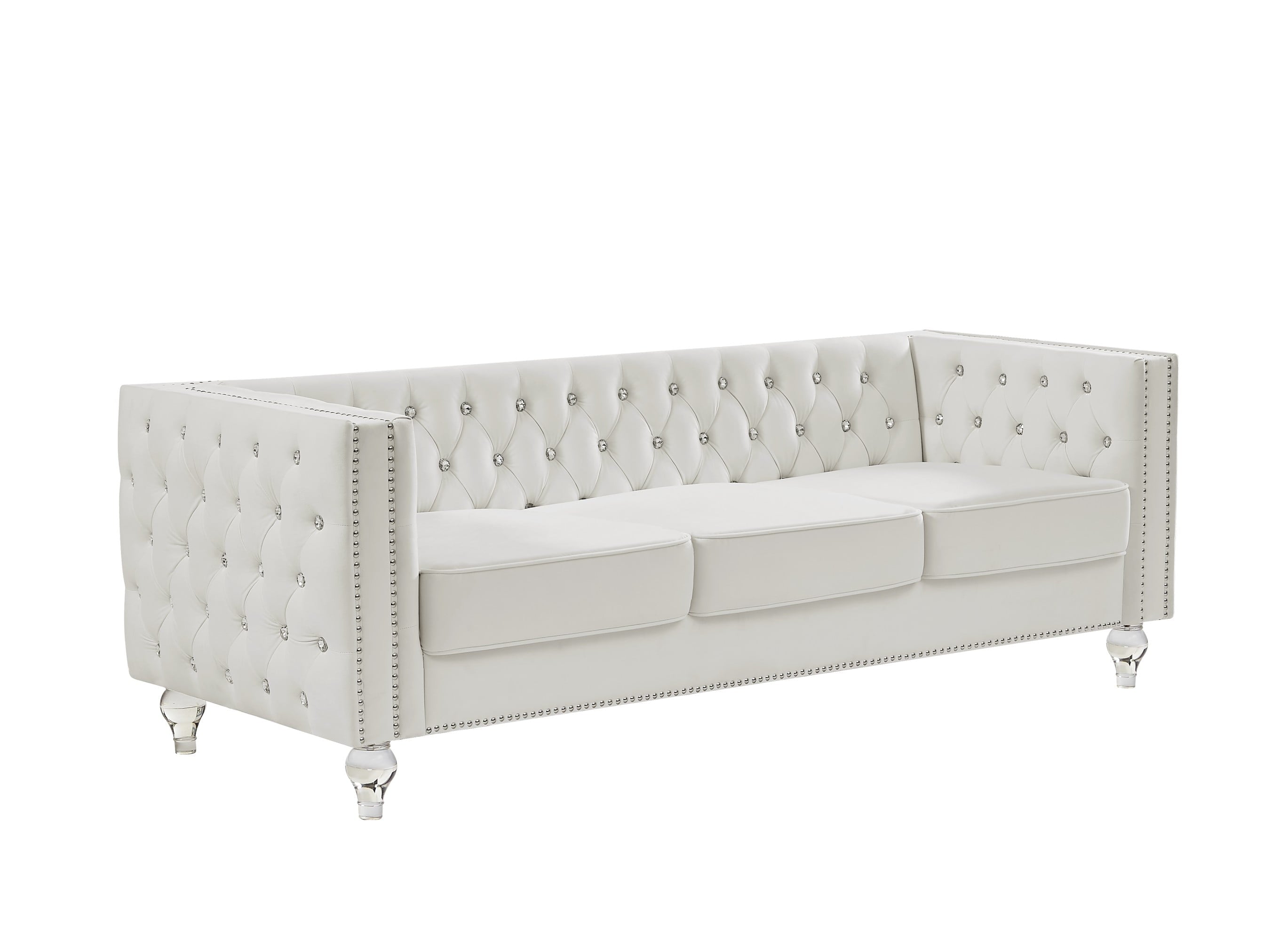 Gewnee 86.6 Modern Sofa Couch,Teddy Velvet 3 Seaters Comfy Couch with Deep Seat for Living Room,2 Pillows,Beige